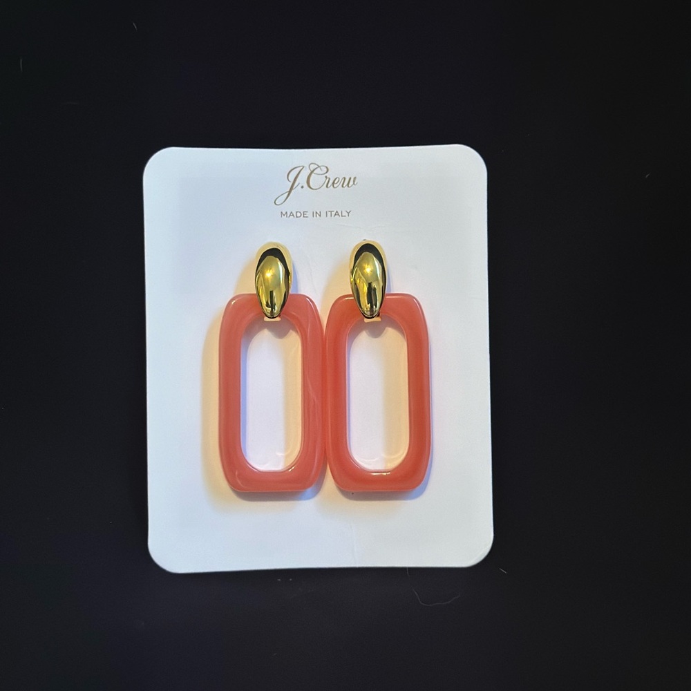 J. Crew Coral and Gold Statement Earrings